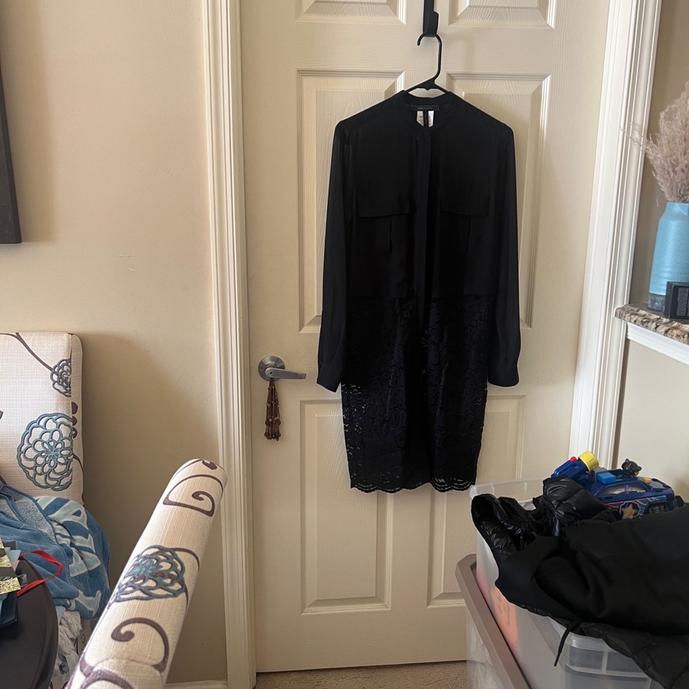 BCBGMaxAzria Black Button-Detail Top